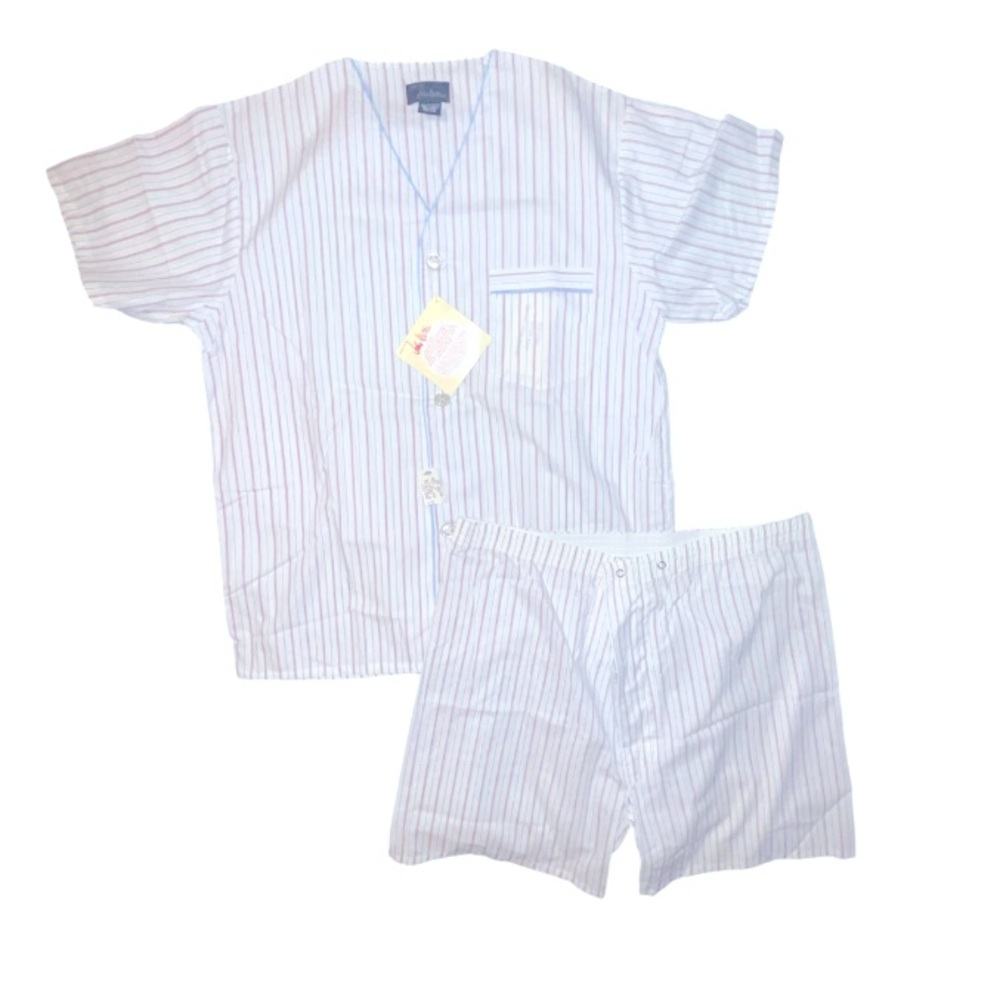 Vintage NWT John Weitz Two Piece Pajama Set Shorts With Button Down Shirt Size M